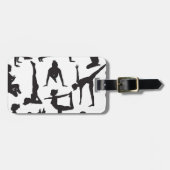 Yoga pose silhouettes bagagelabel (Voorkant horizontaal)