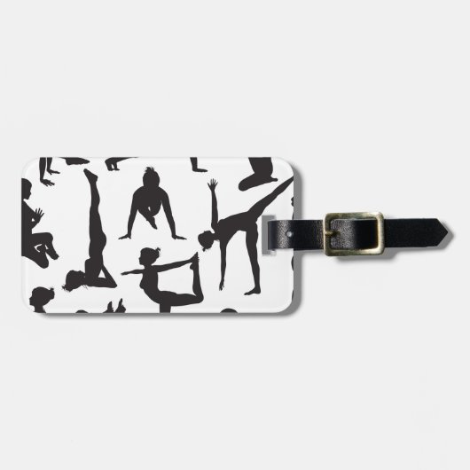 Yoga pose silhouettes bagagelabel (Voorkant horizontaal)