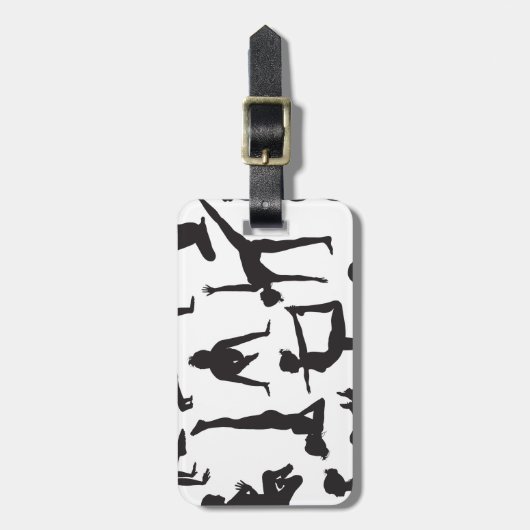 Yoga pose silhouettes bagagelabel (Voorkant verticaal)