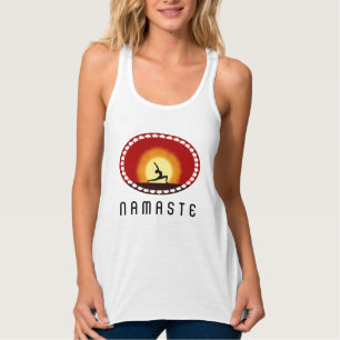 Yoga Pose Sunrise Silhouette Namaste Womens Tank