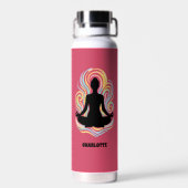 Yoga pose swirls pink name waterfles (Achterkant)