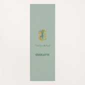 Yoga pose swirls retro green orange name slogan yogamat (Voorkant)