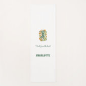 Yoga pose swirls retro green orange name slogan yogamat (Voorkant)