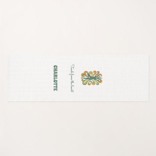 Yoga pose swirls retro green orange name slogan yogamat (Voorkant (horizontaal))