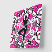Yoga Pose Tree Ornamental Pink Mandala Vierkante Klok (Hoek)