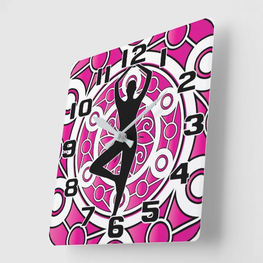 Yoga Pose Tree Ornamental Pink Mandala Vierkante Klok (Hoek)