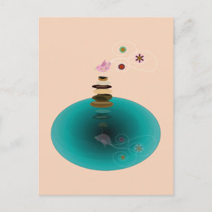 Yoga pose, vogelachtig op de rotsen briefkaart