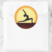 Yoga Pose Vrouw Silhouet Zonsopgang Ronde Stickers (Tas)