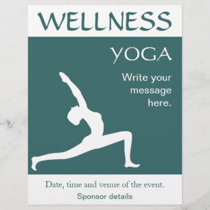 Yoga Pose White Silhouette Aqua Blue Blauwgroen Fl Flyer