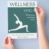 Yoga Pose White Silhouette Aqua Blue Blauwgroen Fl Flyer (Hand)