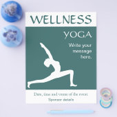Yoga Pose White Silhouette Aqua Blue Blauwgroen Fl Flyer (Enkel)