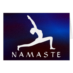 Yoga Pose Wit Silhouet Blauw Wenskaart