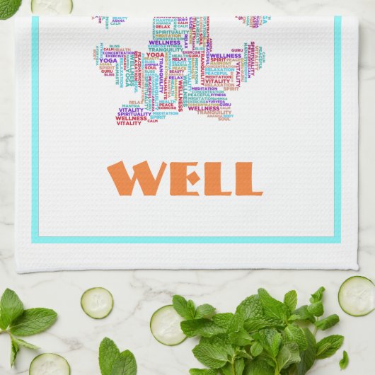 Yoga Pose Word Cloud gepersonaliseerd Theedoek (Gevouwen)