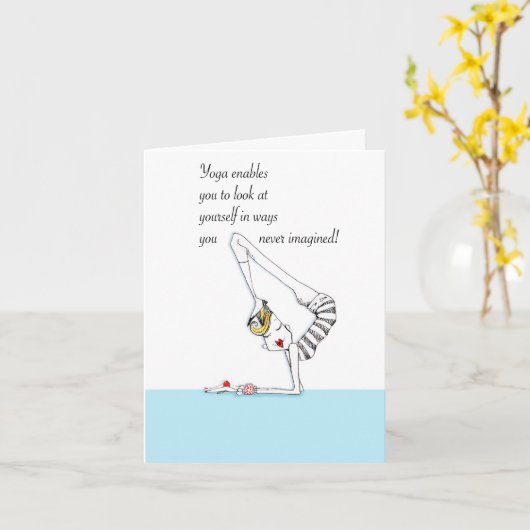 Yoga Pose Yoga humor kaart geschikt voor framing (Gele Bloem)