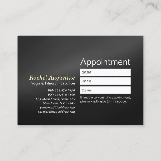 YOGA Pose ZEN Sign Class Pass Loyalty Appointing Afsprakenkaartje (Achterkant)