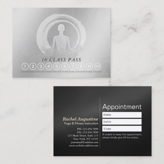 YOGA Pose ZEN Sign Class Pass Loyalty Appointing Afsprakenkaartje (Voorkant / Achterkant)
