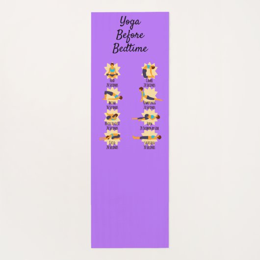 Yoga poseert voor bed routine poseert met tijden yogamat (Achterkant)