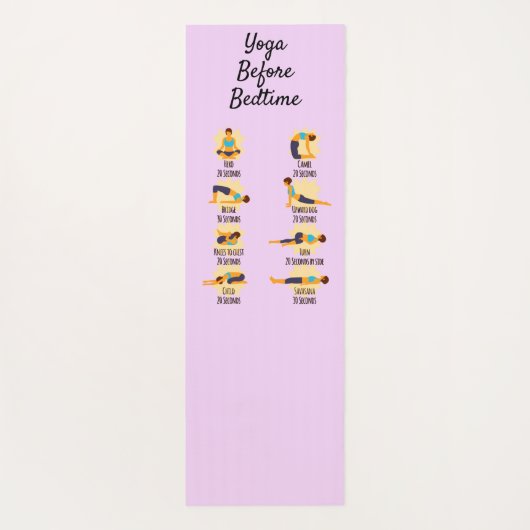 Yoga poseert voor bed routine poseert met tijden yogamat (Achterkant)