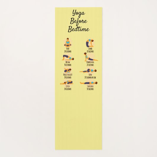 Yoga poseert voor bed routine poseert met tijden yogamat (Achterkant)