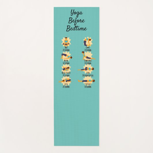Yoga poseert voor bed routine poseert met tijden yogamat (Voorkant)