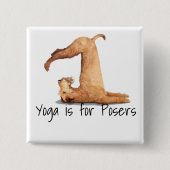 Yoga Poser Funny Dog Vierkante Button 5,1 Cm (Voorkant)