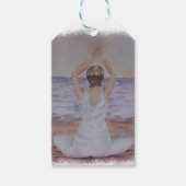 YOGA POSEREN OP HET STRAND CADEAULABEL (Voorkant)