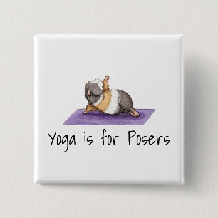 Yoga Posers Funny Guinee Pig Vierkante Button 5,1 Cm