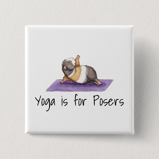 Yoga Posers Funny Guinee Pig Vierkante Button 5,1 Cm (Voorkant)
