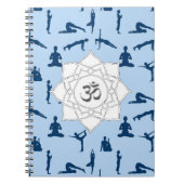 Yoga Poses and Lotus Flower on Blue Notitieboek (Voorkant)