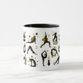 Yoga Poses Black & Gold Mok (Midden)