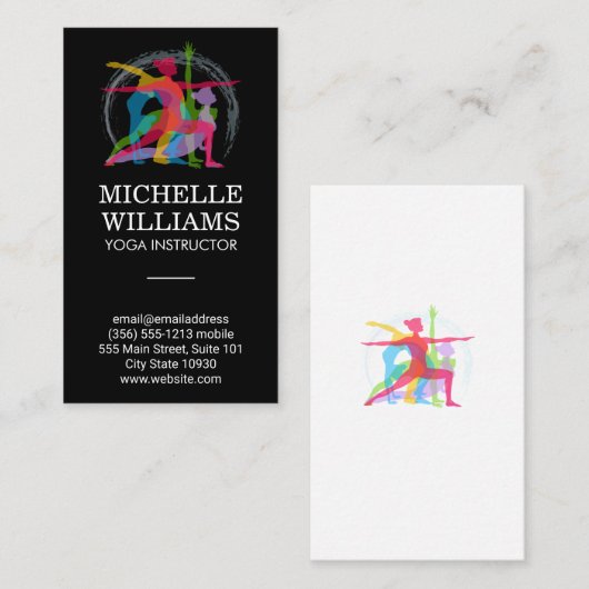 Yoga Poses Colorful Illustrations Visitekaartje (Voorkant / Achterkant)