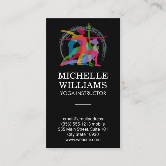 Yoga Poses Colorful Illustrations Visitekaartje (Voorkant)