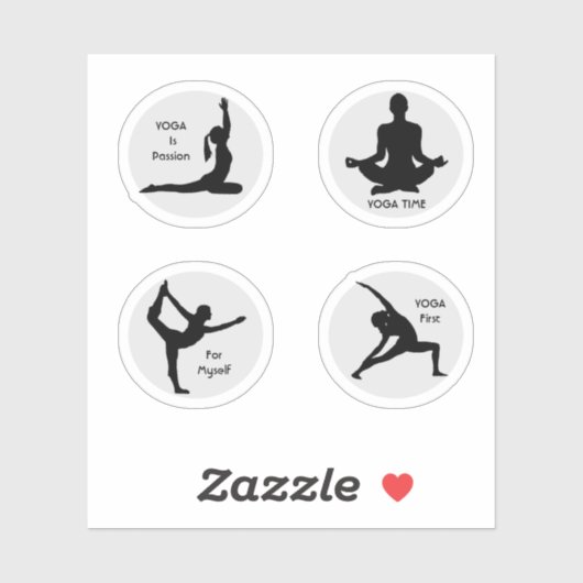 Yoga Poses Custom-Cut Vinyl Sticker (Vel)