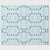 Yoga poses en tekstpatroon op blauw cadeaupapier (Vlak)