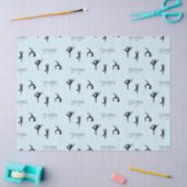 Yoga poses en tekstpatroon op blauw tissuepapier (Craft)