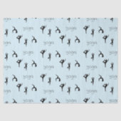 Yoga poses en tekstpatroon op blauw tissuepapier (Voorkant)