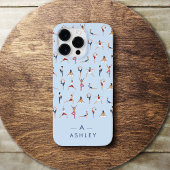Yoga Poses Fun & Cute Blue op maat Case-Mate iPhone Case