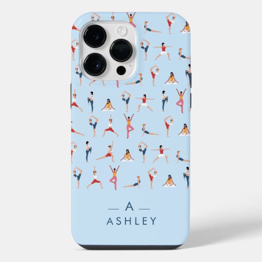 Yoga Poses Fun & Cute Blue op maat iPhone Hoesje (Achterkant)