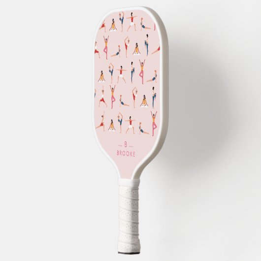 Yoga Poses Fun & Cute Pink, speciaal gepersonalise Pickleball Paddle (Links)