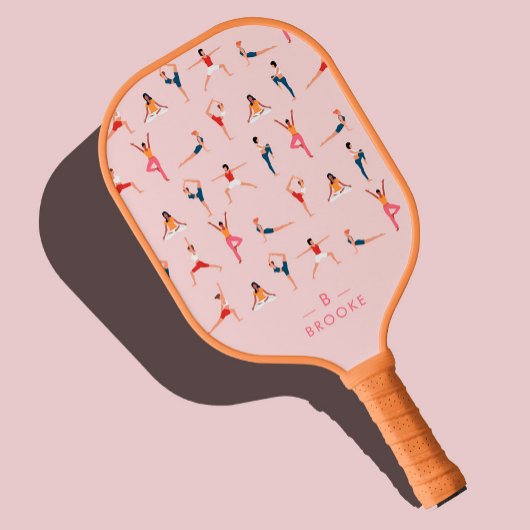 Yoga Poses Fun & Cute Pink, speciaal gepersonalise Pickleball Paddle