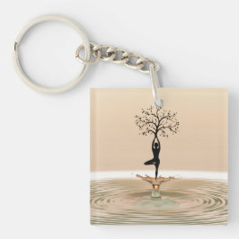 Yoga Poses & Lotus Boom Positie Zen & Meditatie Sleutelhanger