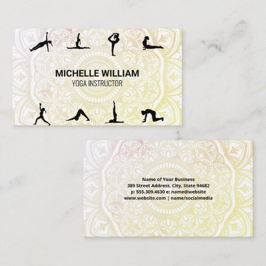 Yoga Poses | Mandala Pattern Visitekaartje (Voorkant / Achterkant)