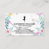 Yoga Poses | Marmer en Elegant Flowers Visitekaartje (Achterkant)