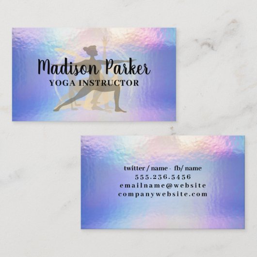 Yoga Poses | Pastel Iridescent Achtergrond Visitekaartje (Voorkant / Achterkant)