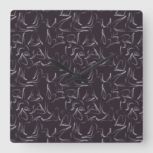 Yoga poses pattern | Yoga seamless pattern 15 Vierkante Klok (Voorkant)