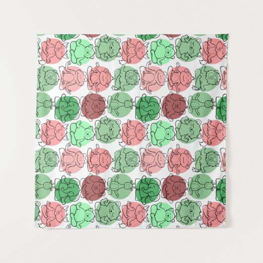 Yoga poses pattern | Yoga seamless pattern 18 Wandkleed (Voorkant (horizontaal))