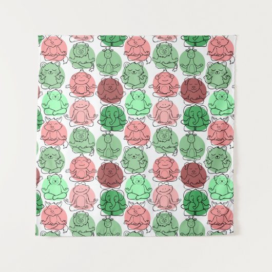 Yoga poses pattern | Yoga seamless pattern 18 Wandkleed (Voorkant)