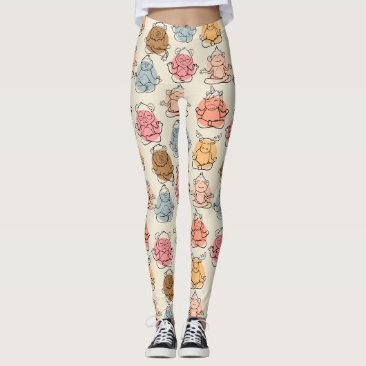 Yoga poses pattern | Yoga seamless pattern 42 Leggings (Voorkant)
