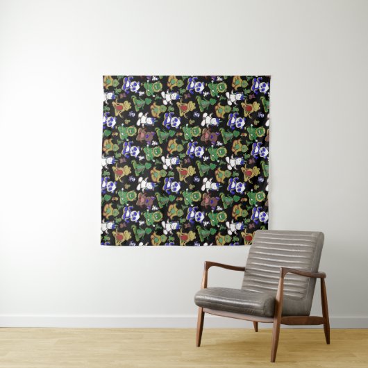Yoga poses pattern | Yoga seamless pattern 45 Wandkleed (In Situ (horizontaal))