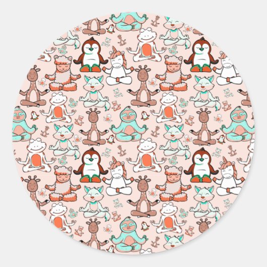 Yoga poses pattern | Yoga seamless pattern 51 Ronde Sticker (Voorkant)